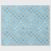 Papier Cadeau Coeurs Pastel Blue et Gold Love (Plat)