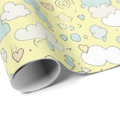 Papier Cadeau Cœurs pastel et nuages Aquarelle Rêve (1) (Coin rond)