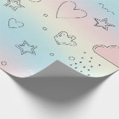 Papier Cadeau Cœurs pastel et nuages Aquarelle Rêve (8) (Coin)