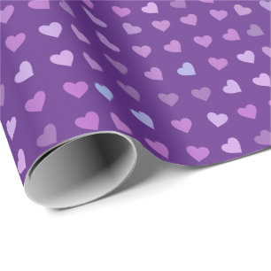 PAPIER CADEAU COEURS PASTEL PURPLE