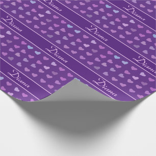 PAPIER CADEAU COEURS PASTEL PURPLE PERSONNALISÉ