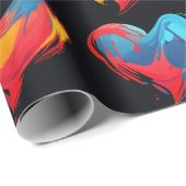 Papier Cadeau Coeurs peints sur un arrière - plan noir (Coin rond)