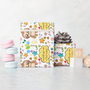 Papier Cadeau Coeurs personnalisés Floral Sloth Baby shower Part