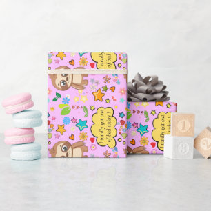 Papier Cadeau Coeurs personnalisés Floral Sloth Baby shower Part