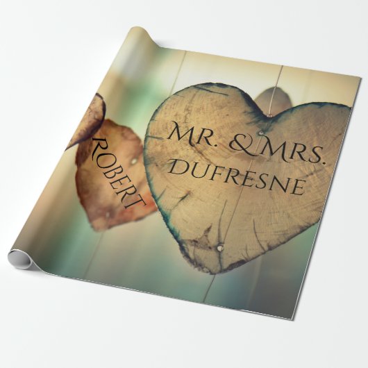 Papier Cadeau Coeurs personnalisés Mariage/Anniversaire (Déroulé)