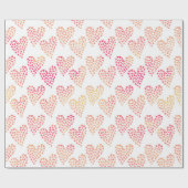 Papier Cadeau Coeurs pointus roses et oranges Saint-Valentin (Plat)