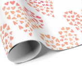Papier Cadeau Coeurs pointus roses et oranges Saint-Valentin (Coin rond)