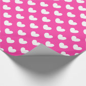 Papier Cadeau Coeurs polka blanc sur rose fuchsia (Coin)