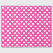 Papier Cadeau Coeurs polka blanc sur rose fuchsia (Plat)