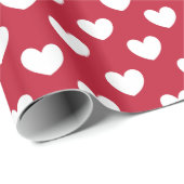 Papier Cadeau Coeurs polka blancs et rouges (Coin rond)