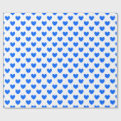 Papier Cadeau Coeurs polka bleu sur blanc (Plat)