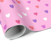 Papier Cadeau Coeurs polka rose (Coin rond)