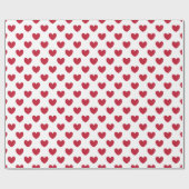 Papier Cadeau Coeurs polka rouge sur blanc (Plat)