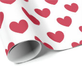 Papier Cadeau Coeurs polka rouge sur blanc (Coin rond)