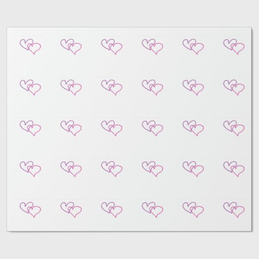Papier Cadeau Coeurs pourpre et rose (Plat)