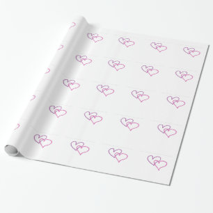 Papier Cadeau Coeurs pourpre et rose