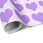 Papier Cadeau Coeurs pourpres (Coin rond)