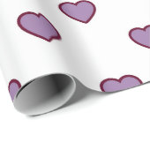 Papier Cadeau Coeurs pourpres (Coin rond)