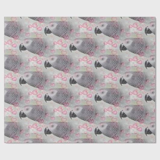 Papier Cadeau Coeurs Puffy Gris Africains (Plat)