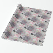 Papier Cadeau Coeurs Puffy Gris Africains (Déroulé)