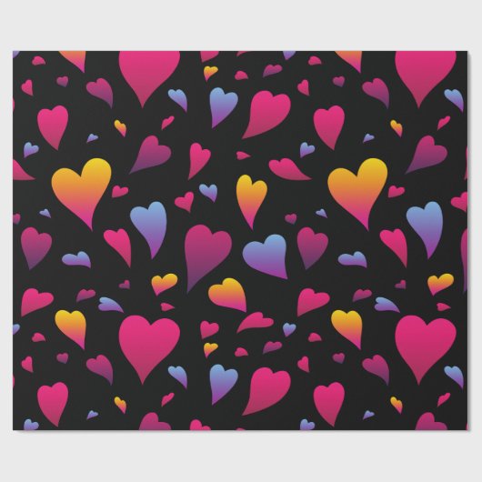 Papier Cadeau Coeurs rayonnants Valentine (Plat)