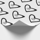 Papier Cadeau Coeurs romantiques Anneaux Motif noir Mariage nupt (Coin)