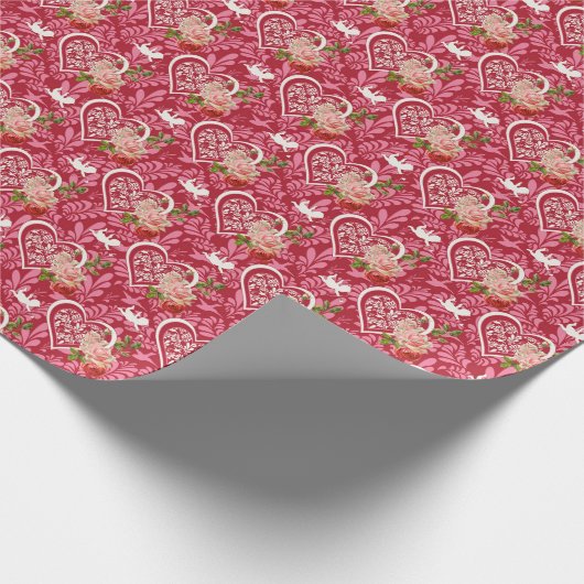 Papier Cadeau Coeurs Rose cupides (Coin)