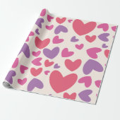 Papier Cadeau Coeurs rose et pourpre Saint Valentin Anniversaire (Déroulé)