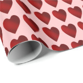 Papier Cadeau Coeurs rose et rouge Saint Valentin (Coin rond)