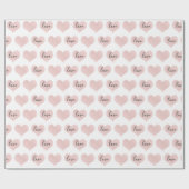 Papier Cadeau Coeurs rose pâle Aimer Texte (Plat)