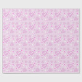 Papier Cadeau Cœurs Rose Pâle Et Nom (Plat)