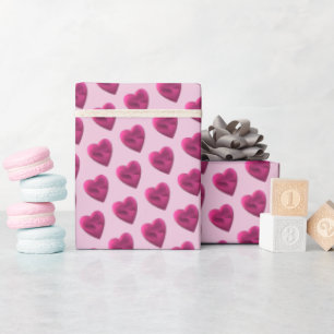 Papier Cadeau Coeurs rose pastel Simple Minimal