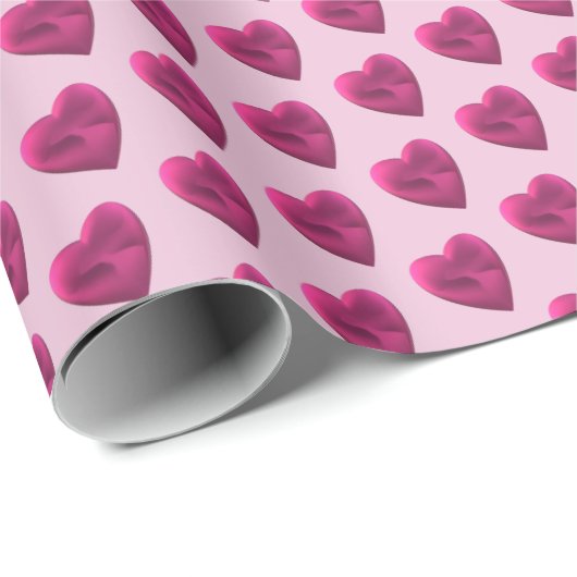 Papier Cadeau Coeurs rose pastel Simple Minimal (Coin rond)