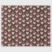 Papier Cadeau Coeurs roses Anniversaire Brown de cacao (Plat)