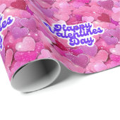 Papier Cadeau Coeurs roses chatoyants (Coin rond)