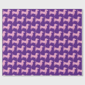 Papier Cadeau Coeurs roses Dachsund (Plat)