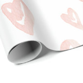 Papier Cadeau Coeurs roses d'aquarelle de Saint-Valentin (Coin rond)