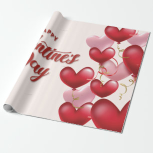 Papier Cadeau Coeurs roses Élégants La Saint-Valentin Envelopper