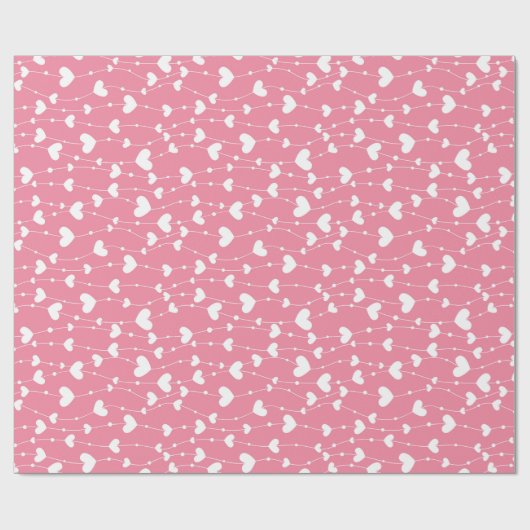 Papier Cadeau Cœurs roses et blancs pour son anniversaire Baby S (Plat)