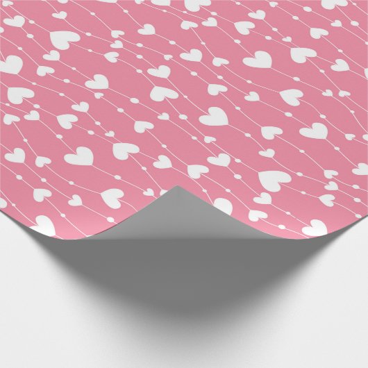 Papier Cadeau Cœurs roses et blancs pour son anniversaire Baby S (Coin)