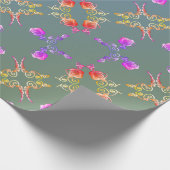 Papier Cadeau Coeurs Roses Faberge sur Pale Blue Moss Wrapping P (Coin)