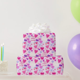 Papier Cadeau Coeurs roses mignons et filles Joyeux anniversaire