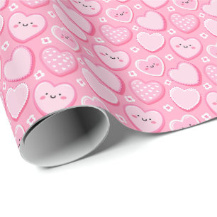 Papier Cadeau Coeurs roses mignons Fille Anniversaire