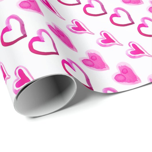 Papier Cadeau Coeurs roses mignons pour toujours l'amour l'amiti (Coin rond)