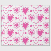 Papier Cadeau Coeurs roses Motif sans couture Cadeau d'anniversa (Plat)
