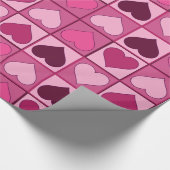 Papier Cadeau Coeurs roses romantiques en haut et en bas (Coin)