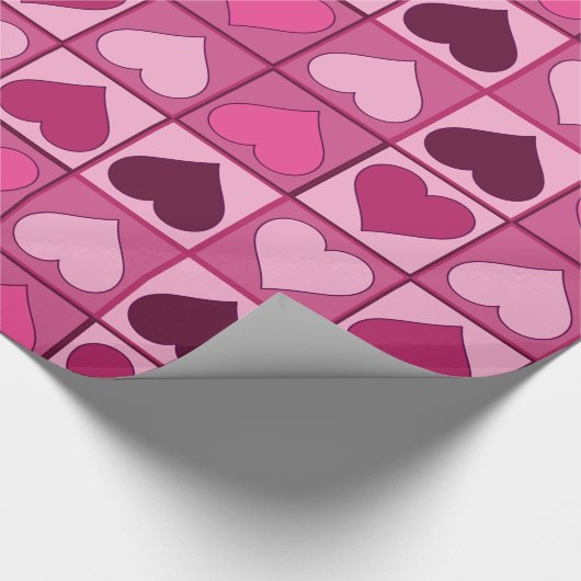 Papier Cadeau Coeurs roses romantiques en haut et en bas (Coin)