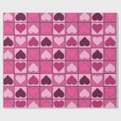 Papier Cadeau Coeurs roses romantiques en haut et en bas (Plat)