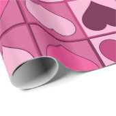 Papier Cadeau Coeurs roses romantiques en haut et en bas (Coin rond)