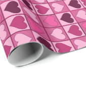 Papier Cadeau Coeurs roses romantiques en haut et en bas (Coin rond)